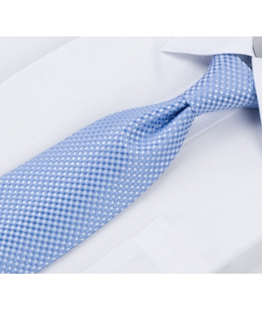 Coffret Stockholm - Cravate bleu ciel à motifs carrés blanc satiné