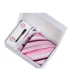 Coffret Chicago - Cravate rose tendre à rayures blanches, rose foncé et deux nuances de bordeaux
