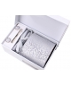 Coffret Nashville - Cravate gris clair satiné à motif floral ton sur ton