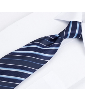 Coffret Rome - Cravate bleu marine à rayures blanches, bleu ciel, bleu azur