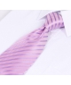 Coffret Vienne - Cravate rose à rayures violettes et petits motifs carrés gris