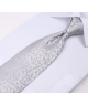 Coffret Nashville - Cravate gris clair satiné à motif floral ton sur ton
