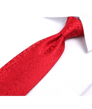 Coffret Manchester - Cravate rouge à motif floral ton sur ton