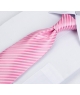 Coffret Mexico - Cravate rose à rayures grises et fines rayures discrètement argentées