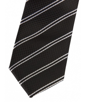 Coffret Brasilia - Cravate slim noire à rayures blanches et noires