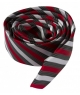 Coffret Le Caire - Cravate slim à rayures rouges, gris foncé et blanc satin