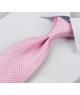 Coffret Lisbonne - Cravate rose à motifs carrés blanc satiné